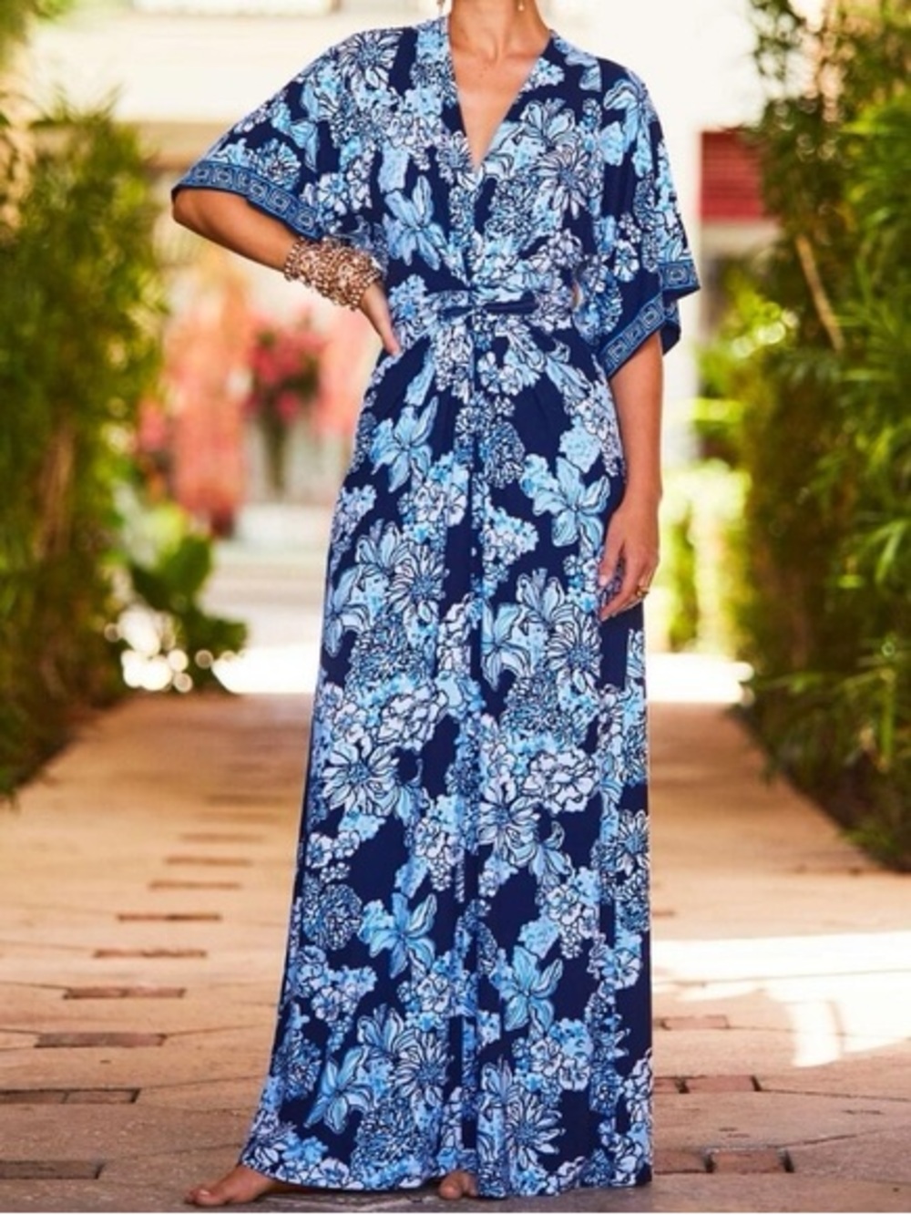 Lilly Pulitzer NWT Wisteria Maxi Dress Navy Bouquet All Day